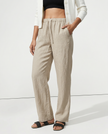 Knit Wide Leg Trousers Women Drawstring