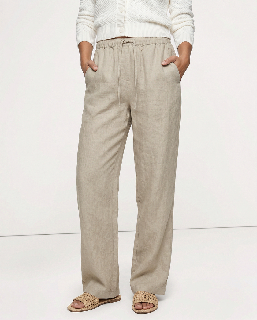 Knit Wide Leg Trousers Women Drawstring