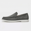 Gray men's classic summer slip-on loafers by FJØRNA, featuring a sleek design and comfortable fit.
