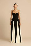 FJØRNA Griselda color block maxi slip dress in black, featuring a flowing silhouette and stylish design for elegant summer wear.