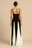 FJØRNA Griselda color block maxi slip dress in black, featuring a flowing silhouette and stylish design, perfect for summer wear.