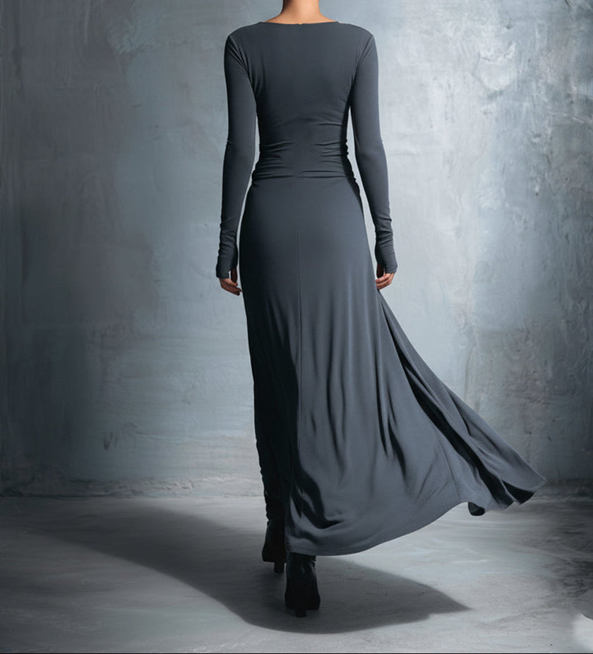 Flowy FJØRNA summer maxi dress for women, wrap style with a lightweight, flowing fabric perfect for warm weather.