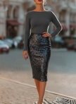 FJØRNA elegant two-tone sequin midi dress for women, sparkly dress with shimmering sequins and a stylish, fitted silhouette.