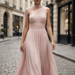 FJØRNA high-neck sleeveless tulle overlay evening gown with elegant maxi dress design, featuring a fitted bodice and flowing skirt.
