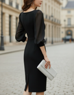 FJØRNA collared button-front belted pleated midi dress for women, featuring a classic style with a fitted waist and flowing skirt.