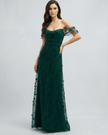 FJØRNA lace maxi dress for women showing intricate lace details and flowing silhouette on a model.