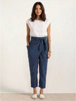 FJØRNA lightweight summer women's trousers with high waist, wide leg design and front pockets, comfortable and stylish for warm weather.