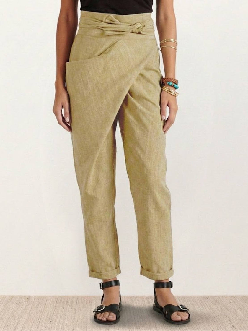 FJØRNA women's lightweight high-waist wide-leg summer trousers with pockets, styled for comfort and casual wear.