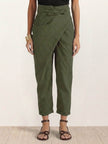 FJØRNA women's lightweight summer trousers with high waist, wide leg design, and side pockets, perfect for casual warm-weather wear.