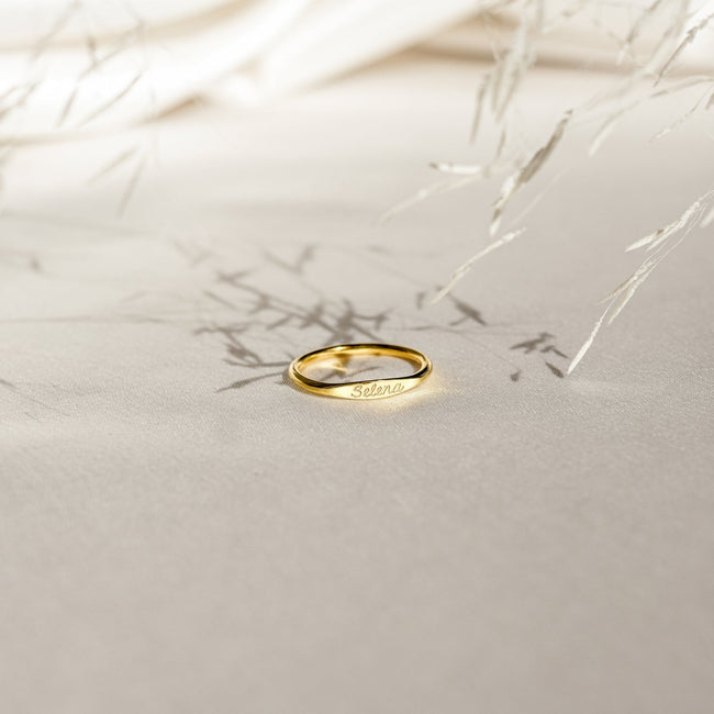 Sienna | Slim Personalized Stacking Ring in 18K Gold or Silver