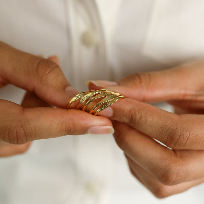 Sienna | Slim Personalized Stacking Ring in 18K Gold or Silver