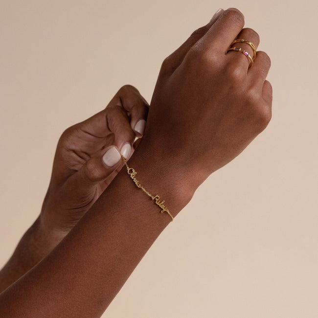 Iselin | Personalized Multiple Name Bracelet in 18K Gold or Silver