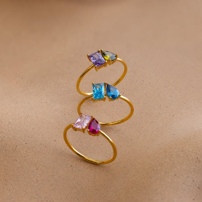 Stella | Custom Toi et Moi Birthstone Ring in 925 Sterling Silver
