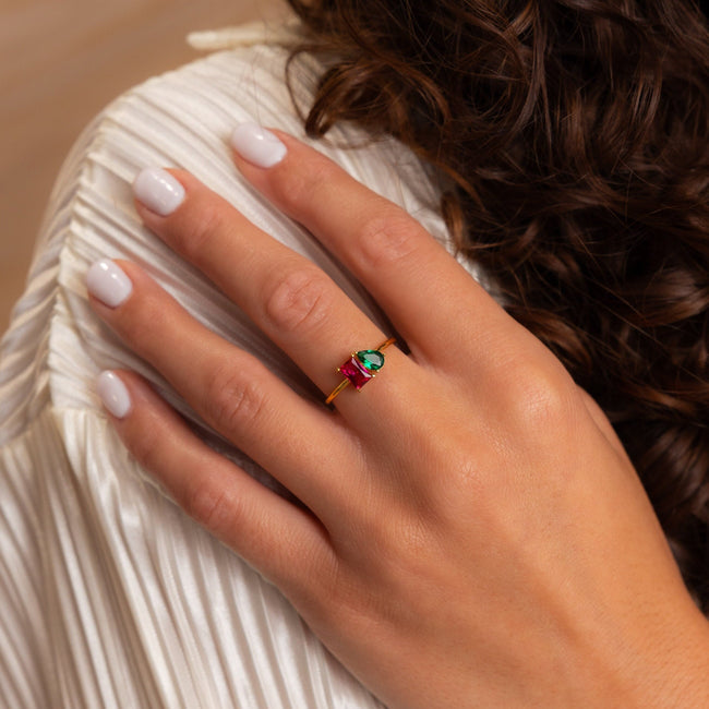 Stella | Custom Toi et Moi Birthstone Ring in 925 Sterling Silver