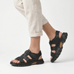 FJØRNA men's open toe strap sandals featuring comfortable leather straps and slip-on design, suitable for casual summer wear.