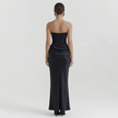 FJØRNA women's strapless maxi corset dress with fitted bodice and flowing skirt, elegant evening wear for special occasions.