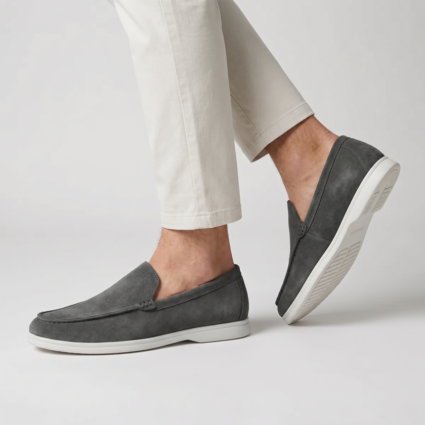 Men's classic summer slip-on loafers by FJØRNA, showcasing lightweight design and smooth leather upper for casual wear.
