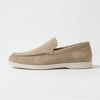 FJØRNA men's classic summer slip-on loafers in tan leather, showcasing smooth design and comfortable fit for casual wear.