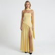FJØRNA women's elegant strapless maxi dress with flowing fabric and fitted bodice, perfect for formal occasions.