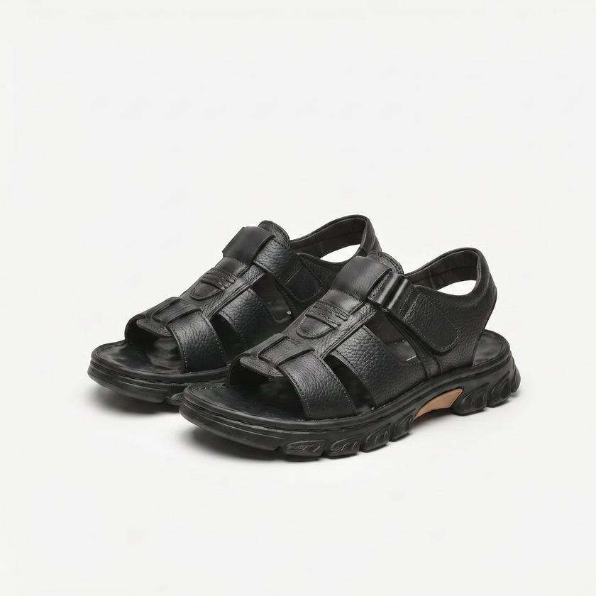 Men's open toe strap sandals by FJØRNA featuring adjustable straps and breathable design for comfortable summer wear.
