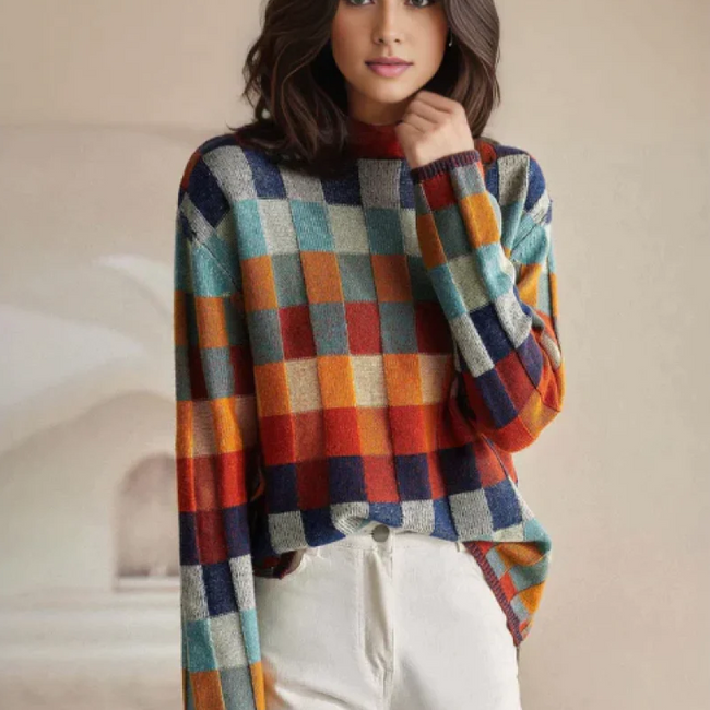 Colorful Knit Sweater Oversized