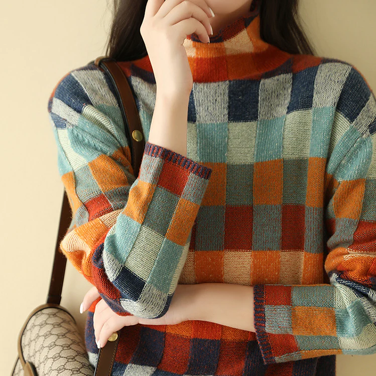 Colorful Knit Sweater Oversized