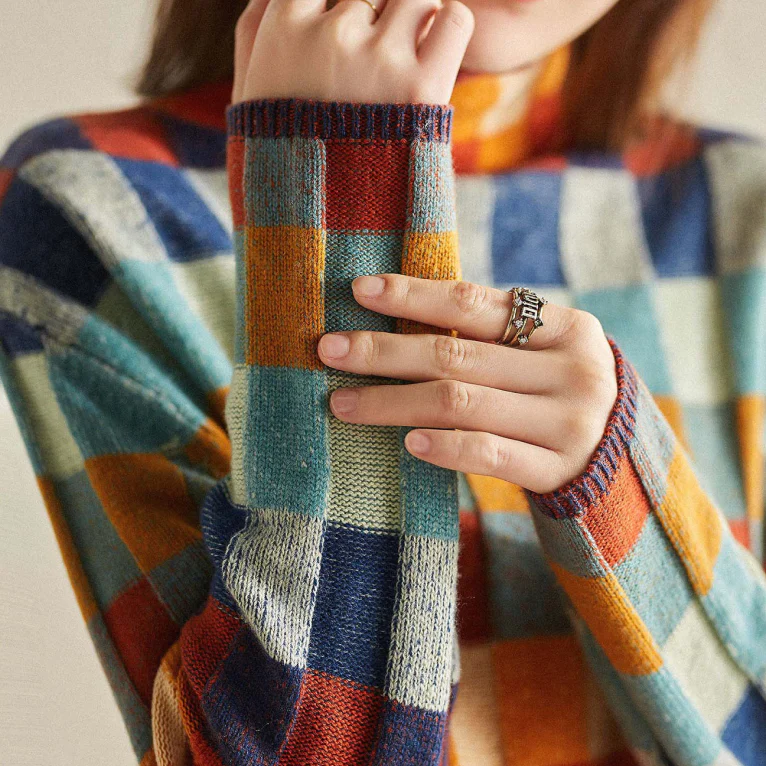 Colorful Knit Sweater Oversized