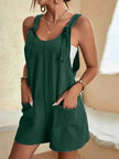 FJØRNA Daisy women's casual romper with short sleeves and pockets, featuring a relaxed fit and lightweight fabric.