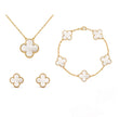 Frida | Clover Jewellery Set Elegant 3-Piece Stainless Steel Necklace, Bracelet and Earrings
