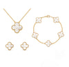 Frida | Clover Jewellery Set Elegant 3-Piece Stainless Steel Necklace, Bracelet and Earrings