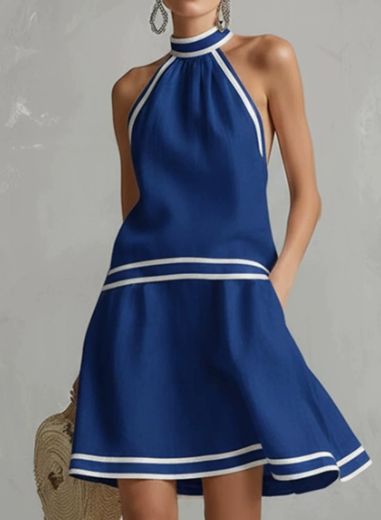 FJØRNA linen sleeveless mini dress, elegant evening dress with a chic design, suitable for stylish occasions and warm weather.