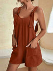 FJØRNA Daisy women's casual romper shorts with pockets, lightweight fabric, and a relaxed fit, perfect for warm weather.