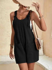 FJØRNA Daisy women's casual romper shorts with pockets, lightweight fabric, and a relaxed fit, perfect for summer wear.