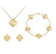 Frida | Clover Jewellery Set Elegant 3-Piece Stainless Steel Necklace, Bracelet and Earrings