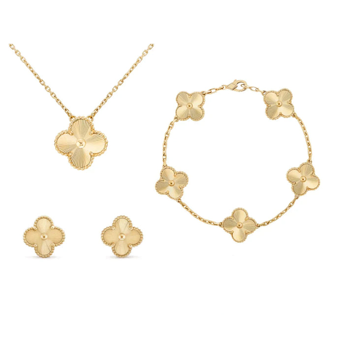Frida | Clover Jewellery Set Elegant 3-Piece Stainless Steel Necklace, Bracelet and Earrings