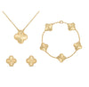 Frida | Clover Jewellery Set Elegant 3-Piece Stainless Steel Necklace, Bracelet and Earrings