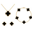Frida | Clover Jewellery Set Elegant 3-Piece Stainless Steel Necklace, Bracelet and Earrings