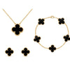 Frida | Clover Jewellery Set Elegant 3-Piece Stainless Steel Necklace, Bracelet and Earrings