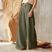 FJØRNA women's knit wide-leg trousers with elastic waist, soft fabric, and relaxed fit for comfortable stylish wear.