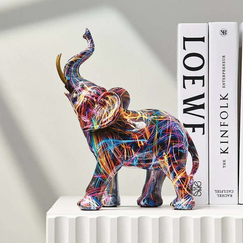 Eye-Catching Artistic Elephant Statue with Graffiti Design