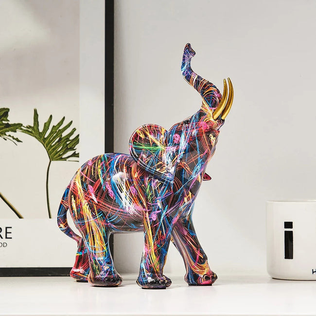 Eye-Catching Artistic Elephant Statue with Graffiti Design