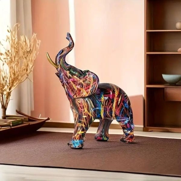 Eye-Catching Artistic Elephant Statue with Graffiti Design