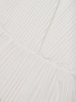 FJØRNA women's white sleeveless pleated dress with printed V-neck design, perfect for stylish summer or casual occasions.