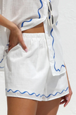 FJØRNA women's linen blend co-ord set featuring a stylish top with a relaxed fit and natural fabric texture.