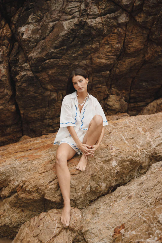 FJØRNA women's linen blend co-ord set with stylish tops, featuring a relaxed fit and lightweight fabric for casual wear.