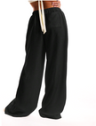 FJØRNA linen blend wide-leg women's trousers with drawstring waist, relaxed fit, and lightweight fabric.