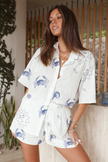 FJØRNA linen blend co-ord set for women featuring a stylish top and matching bottoms, perfect for casual or chic outfits.