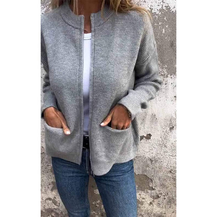 Lina | Chic Soft Knit Zip-Up Jacket