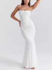 FJØRNA three-dimensional burnt fishtail women's maxi dress for summer, showcasing a flowing design with intricate details.