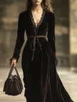 Velvet V-Neck Maxi Dress | Evening Dress